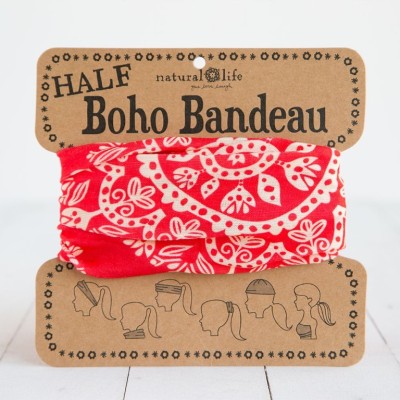 Boho Bandeau Half Red Cream Mandala