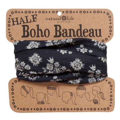 Boho Bandeau Half Black Floral