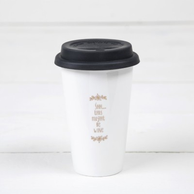 Ceramic Thermal Mug Shhh Wine