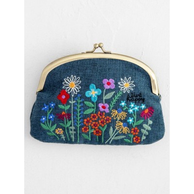 Embr Coin Purse Dble Opening Blue Live Happy