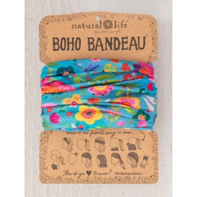 Boho Bandeau Teal Folk Flower
