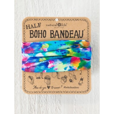 Boho Bandeau Half Blue Rainbow Tie Dye