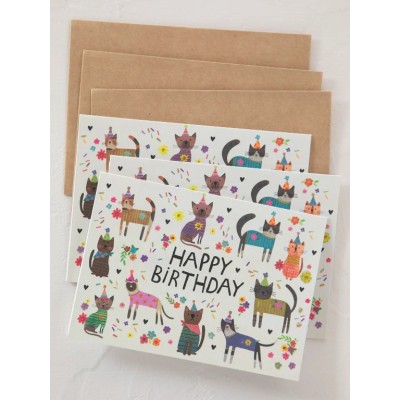 Greeting Card Set Birthday Cat