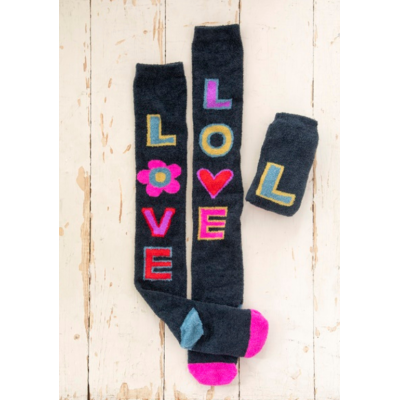 Over The Knee Cozy Socks Navy Love