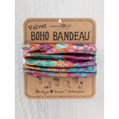 Boho Bandeau Velvet 70s Stripe Plum