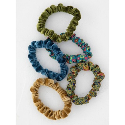 Mixed Scrunchies S/5 Green Gold