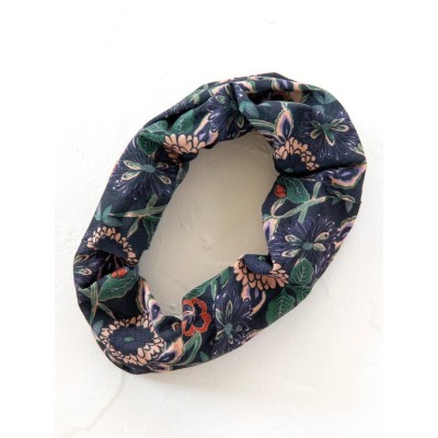 Boho Bandeau Half Navy Tan Dahlias