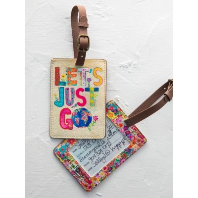 Travel Happy Luggage Tag Cream Let's