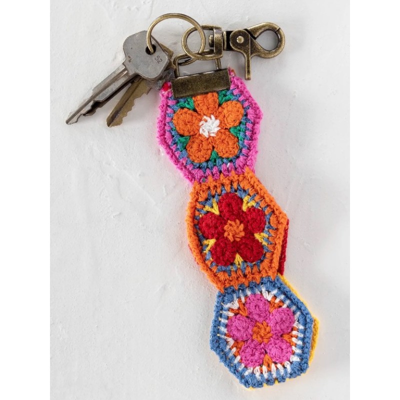Key Fob Crochet Orange Floral Key Fob Crochet Orange Floral